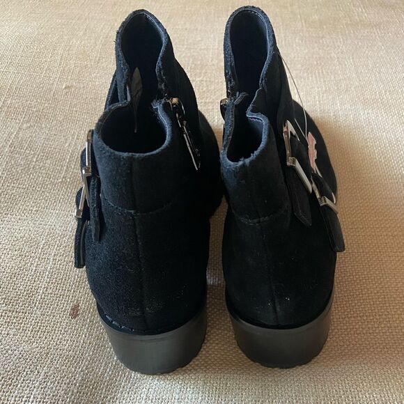 Sway Waterproof Bootie Black Suede Boots with Double Buckles Sz 6 - Picture 4 of 12